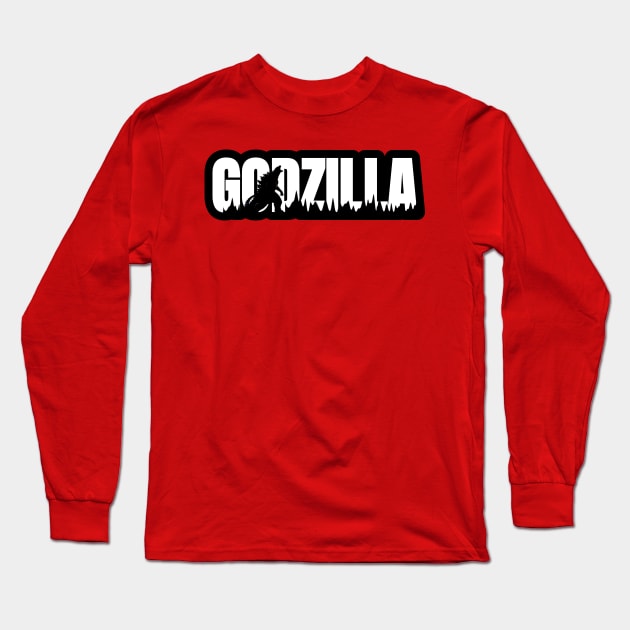 White Godzilla Kids Long Sleeve T-Shirt by Droneiki